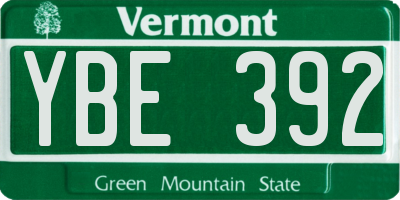 VT license plate YBE392
