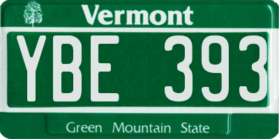 VT license plate YBE393