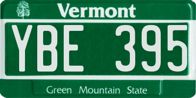 VT license plate YBE395