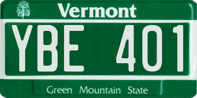VT license plate YBE401