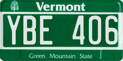 VT license plate YBE406