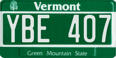 VT license plate YBE407