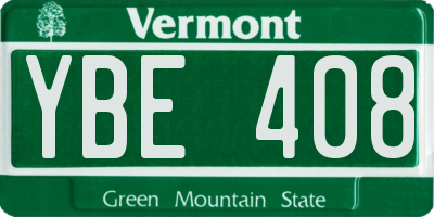VT license plate YBE408