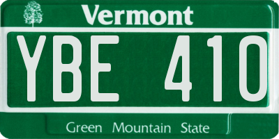 VT license plate YBE410