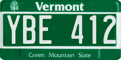 VT license plate YBE412