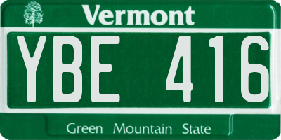 VT license plate YBE416