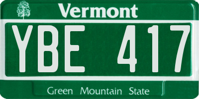 VT license plate YBE417