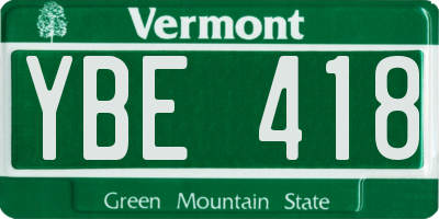 VT license plate YBE418