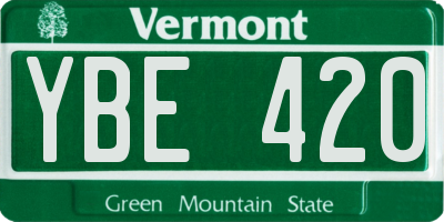 VT license plate YBE420