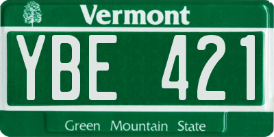 VT license plate YBE421