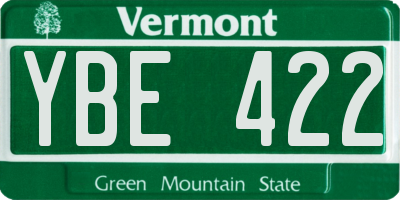 VT license plate YBE422