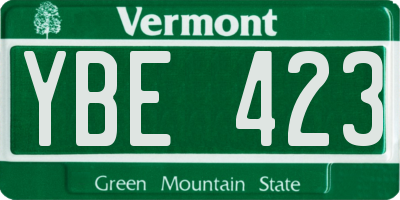 VT license plate YBE423