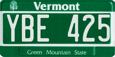 VT license plate YBE425