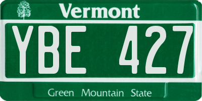 VT license plate YBE427