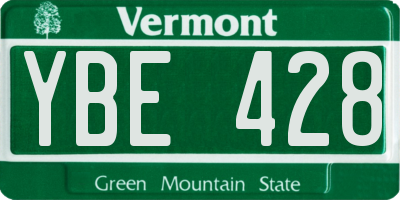 VT license plate YBE428