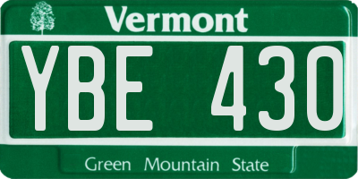 VT license plate YBE430