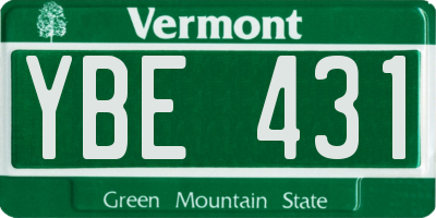 VT license plate YBE431