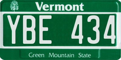 VT license plate YBE434
