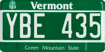 VT license plate YBE435