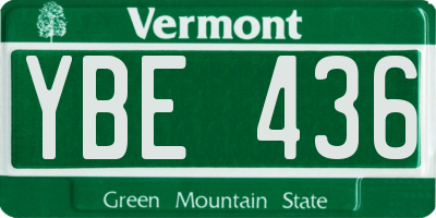 VT license plate YBE436