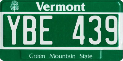 VT license plate YBE439