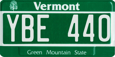 VT license plate YBE440