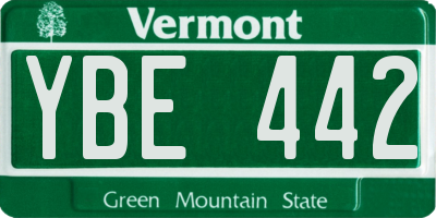 VT license plate YBE442