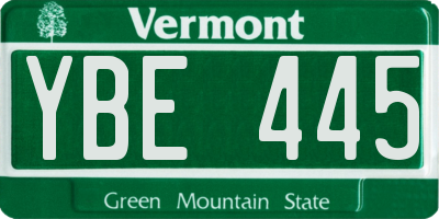 VT license plate YBE445