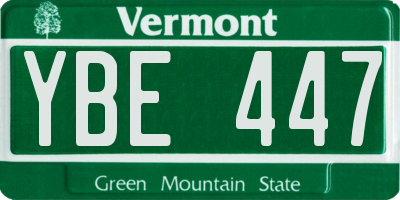 VT license plate YBE447
