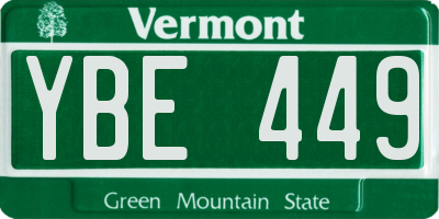 VT license plate YBE449