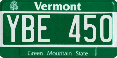 VT license plate YBE450