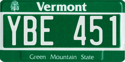 VT license plate YBE451