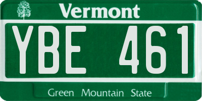 VT license plate YBE461