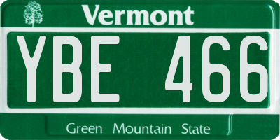 VT license plate YBE466