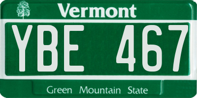 VT license plate YBE467