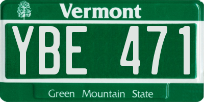 VT license plate YBE471