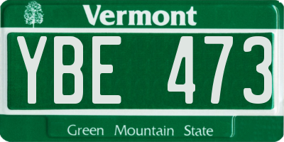 VT license plate YBE473
