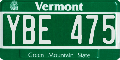 VT license plate YBE475
