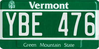 VT license plate YBE476
