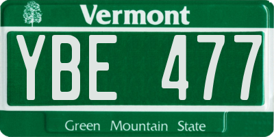 VT license plate YBE477