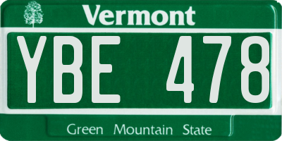 VT license plate YBE478