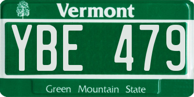 VT license plate YBE479