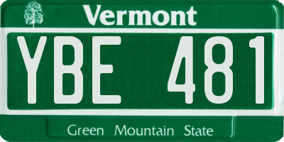VT license plate YBE481