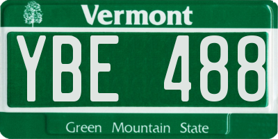VT license plate YBE488