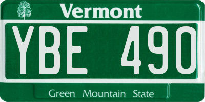 VT license plate YBE490