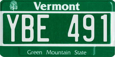 VT license plate YBE491