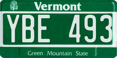 VT license plate YBE493