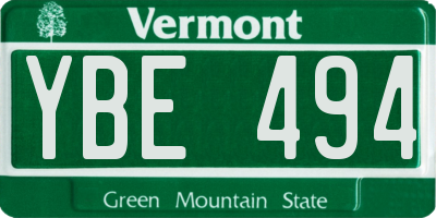 VT license plate YBE494