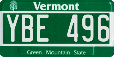 VT license plate YBE496