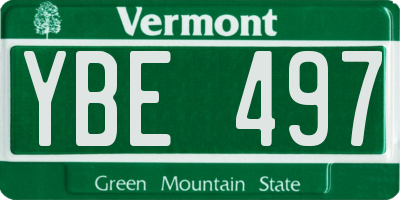 VT license plate YBE497